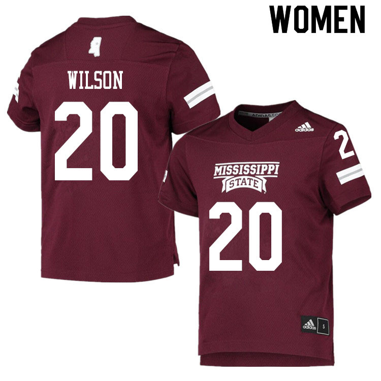 Women #20 Trip Wilson Mississippi State Bulldogs College Football Jerseys Sale-Maroon